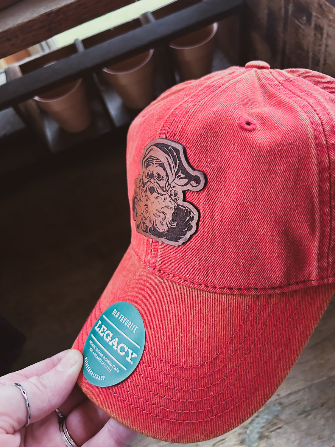 Santa Leather Patch Hat