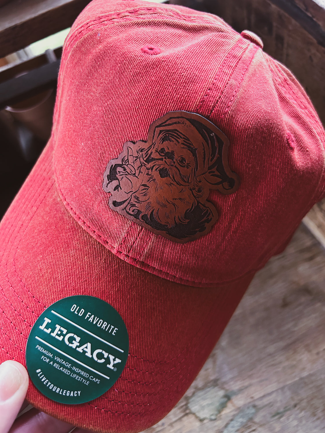 Santa Leather Patch Hat