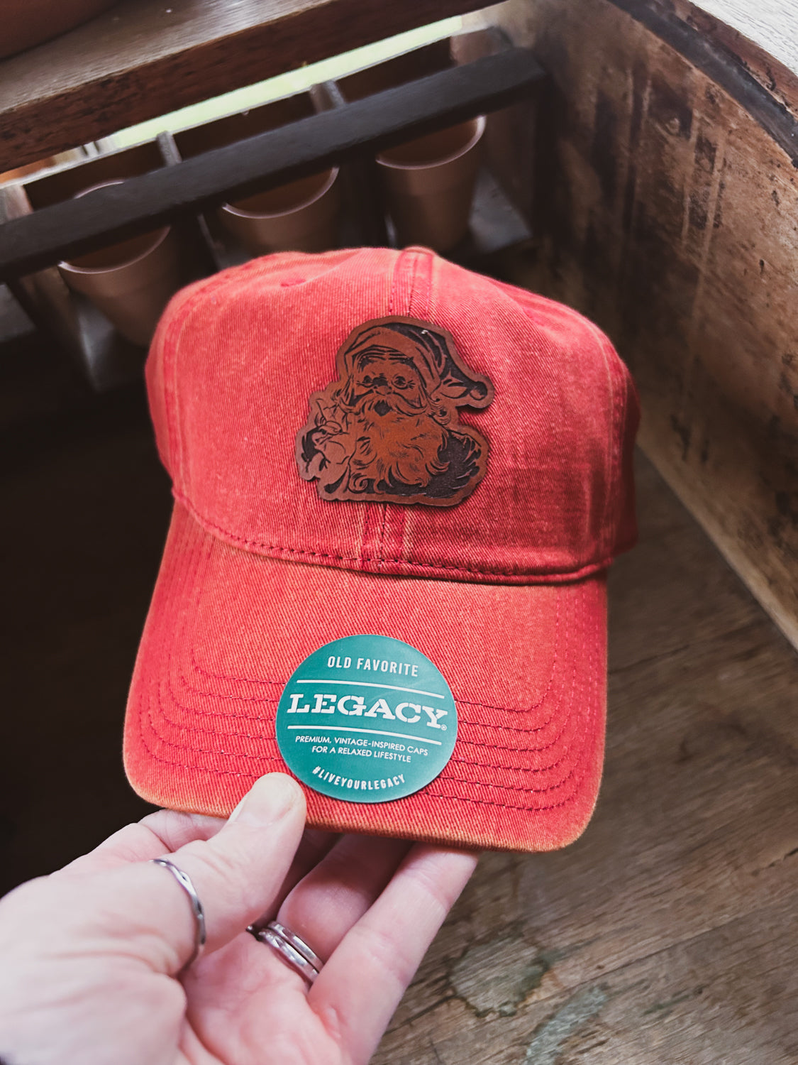 Santa Leather Patch Hat