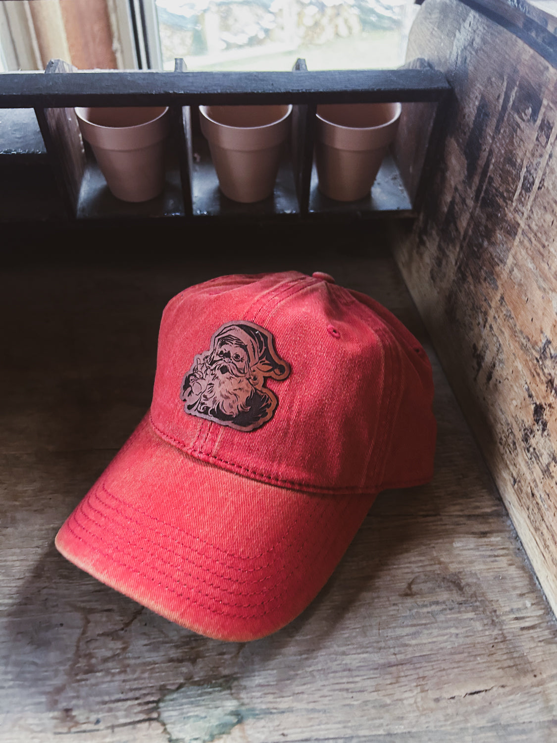 Santa Leather Patch Hat