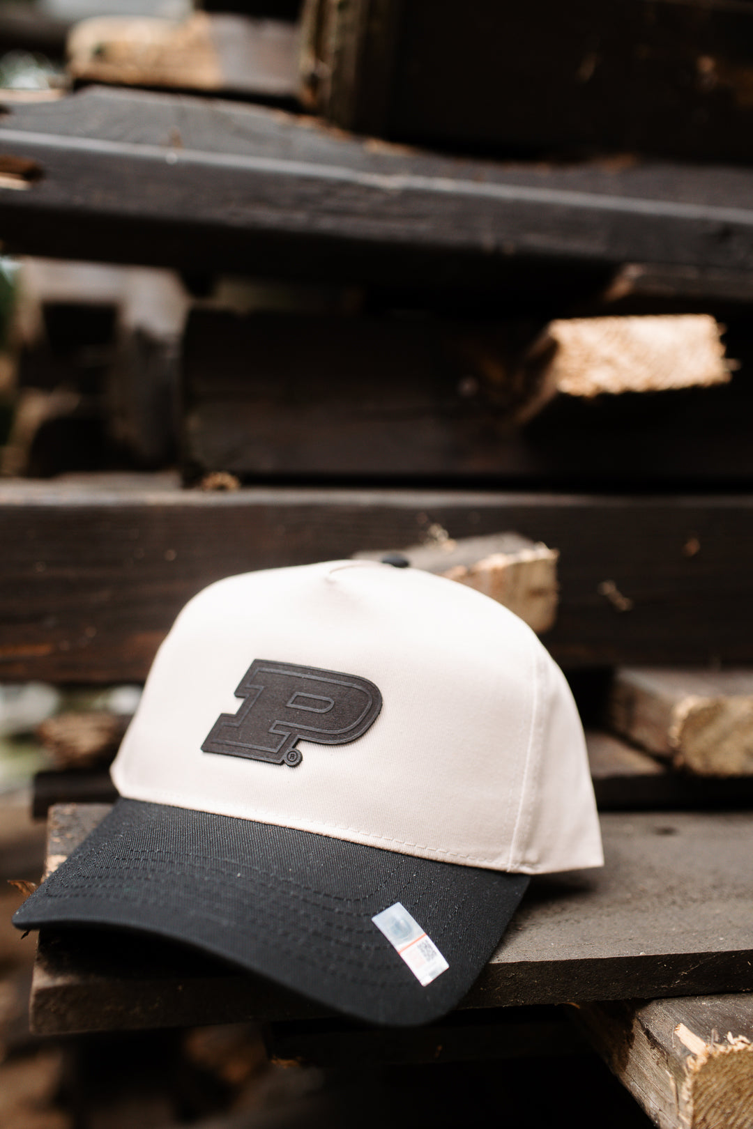 Purdue P - 5 Panel Hat with Black Brim
