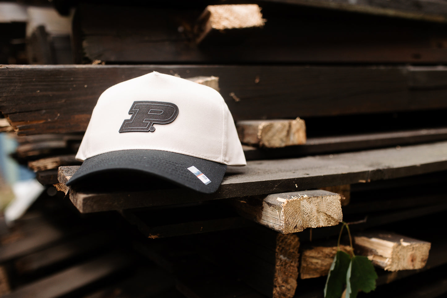 Purdue P - 5 Panel Hat with Black Brim