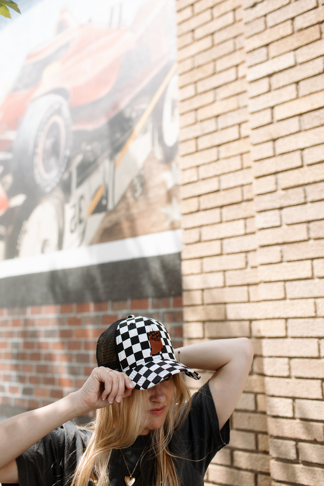 Indy Racing Leather Patch Hat - Checkered