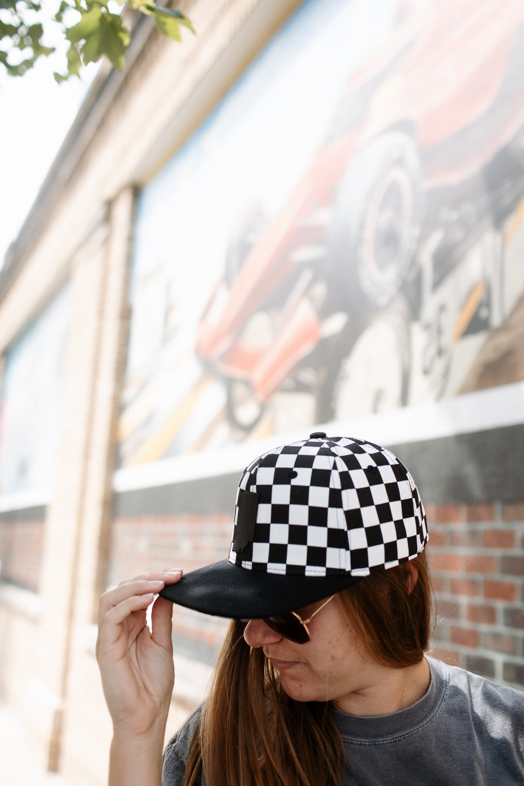 Checkered Black Bill Hat with Indiana Patch
