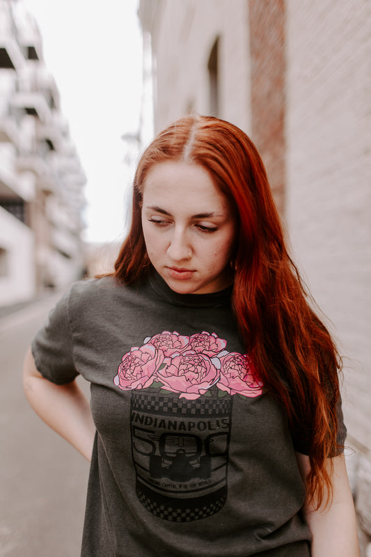 Indy 500 Popcorn Peony Tin T-Shirt