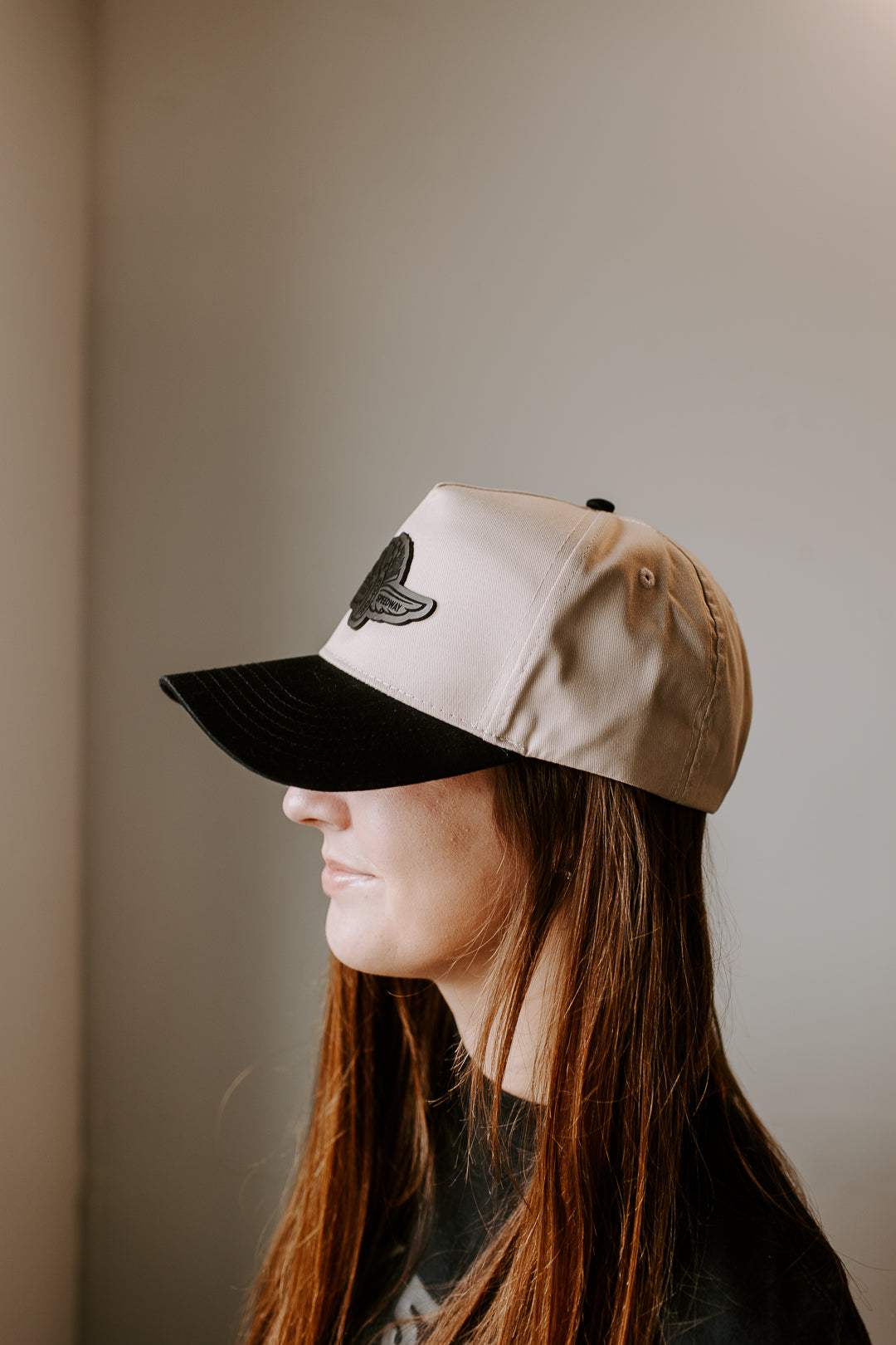 IMS Wings Black Leather Patch Hat – 5 Panel