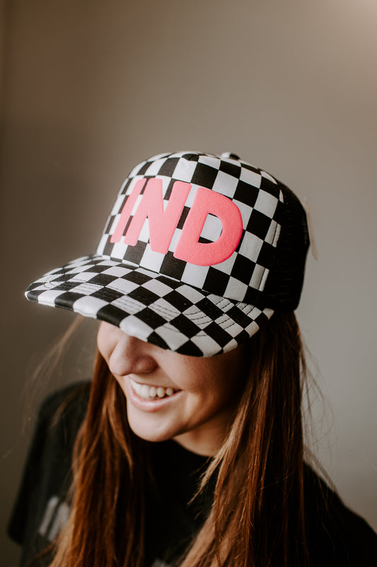 IND Puff Ink Checkered Foam Trucker Hat