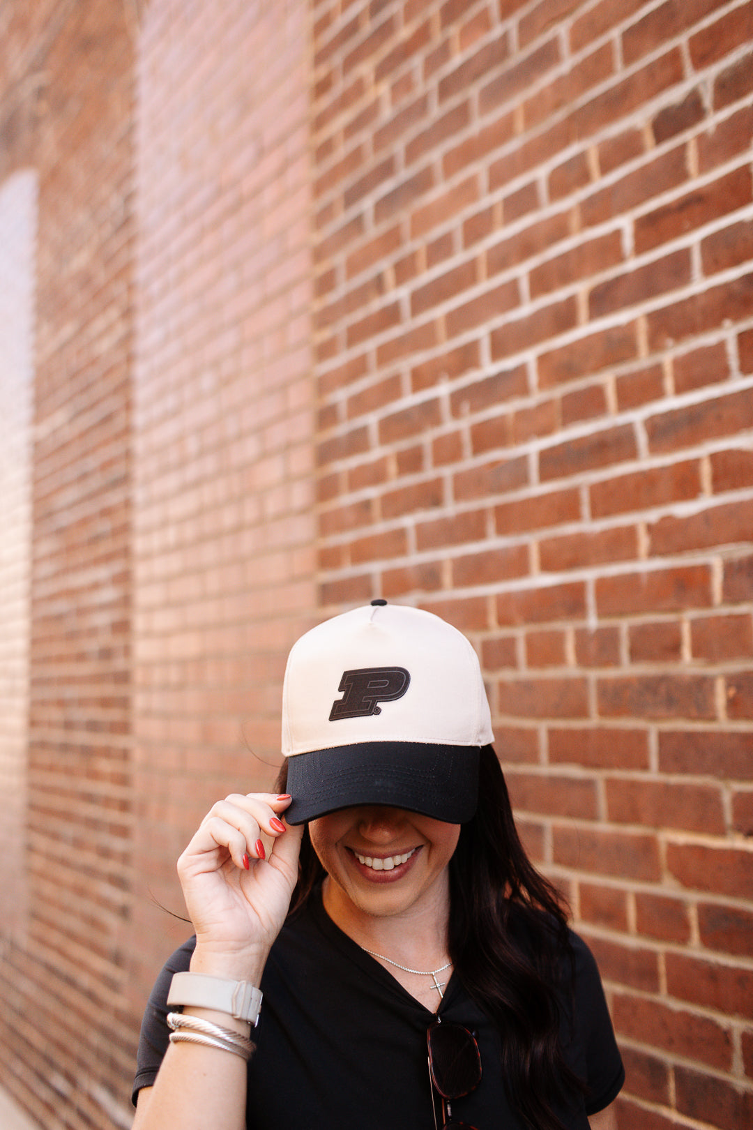 Purdue P - 5 Panel Hat with Black Brim