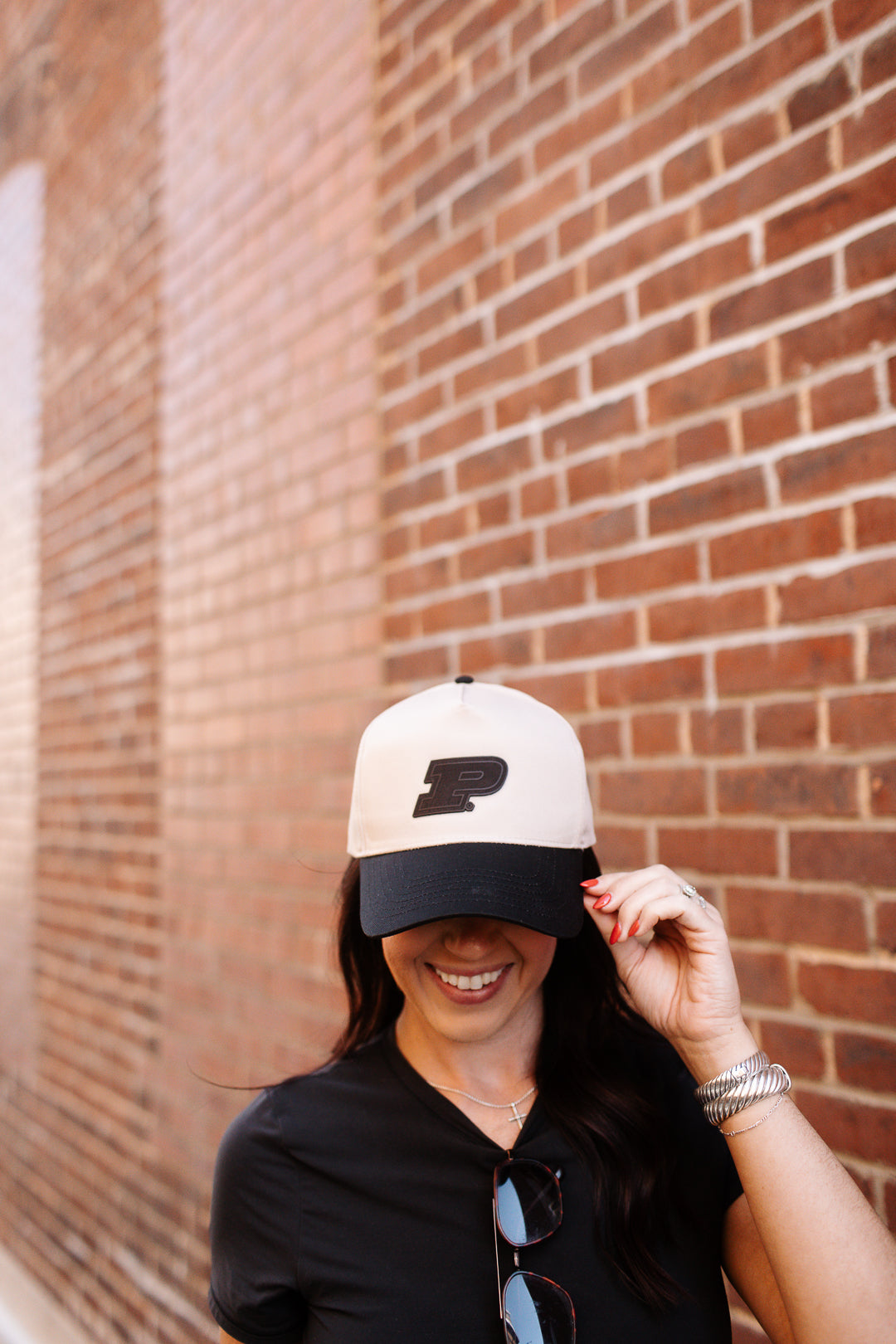 Purdue P - 5 Panel Hat with Black Brim