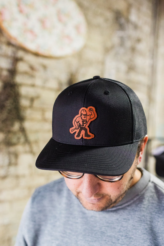 Purdue Pete Leather Patch Hat on Richardson 112