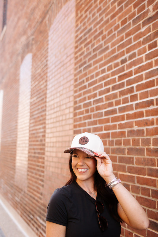 IND Circle Patch on Floral Bill Hat