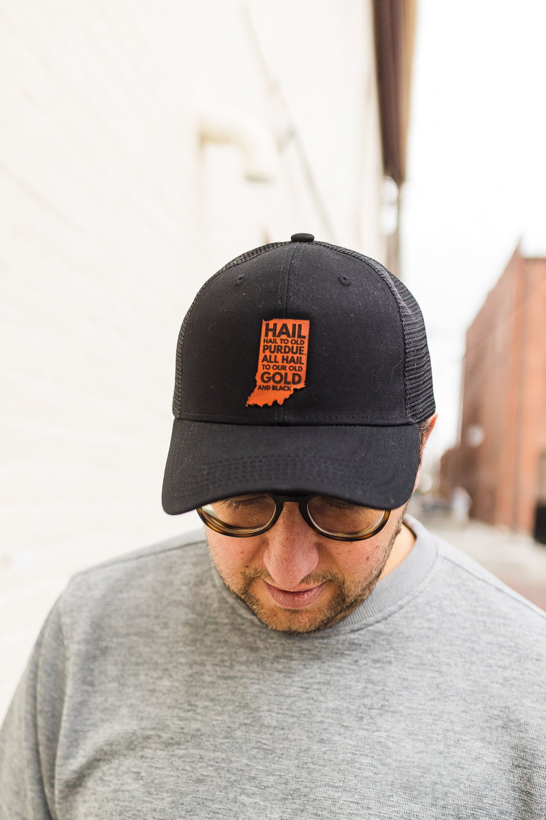 Purdue - Hail Purdue Indiana Leather Patch Hat