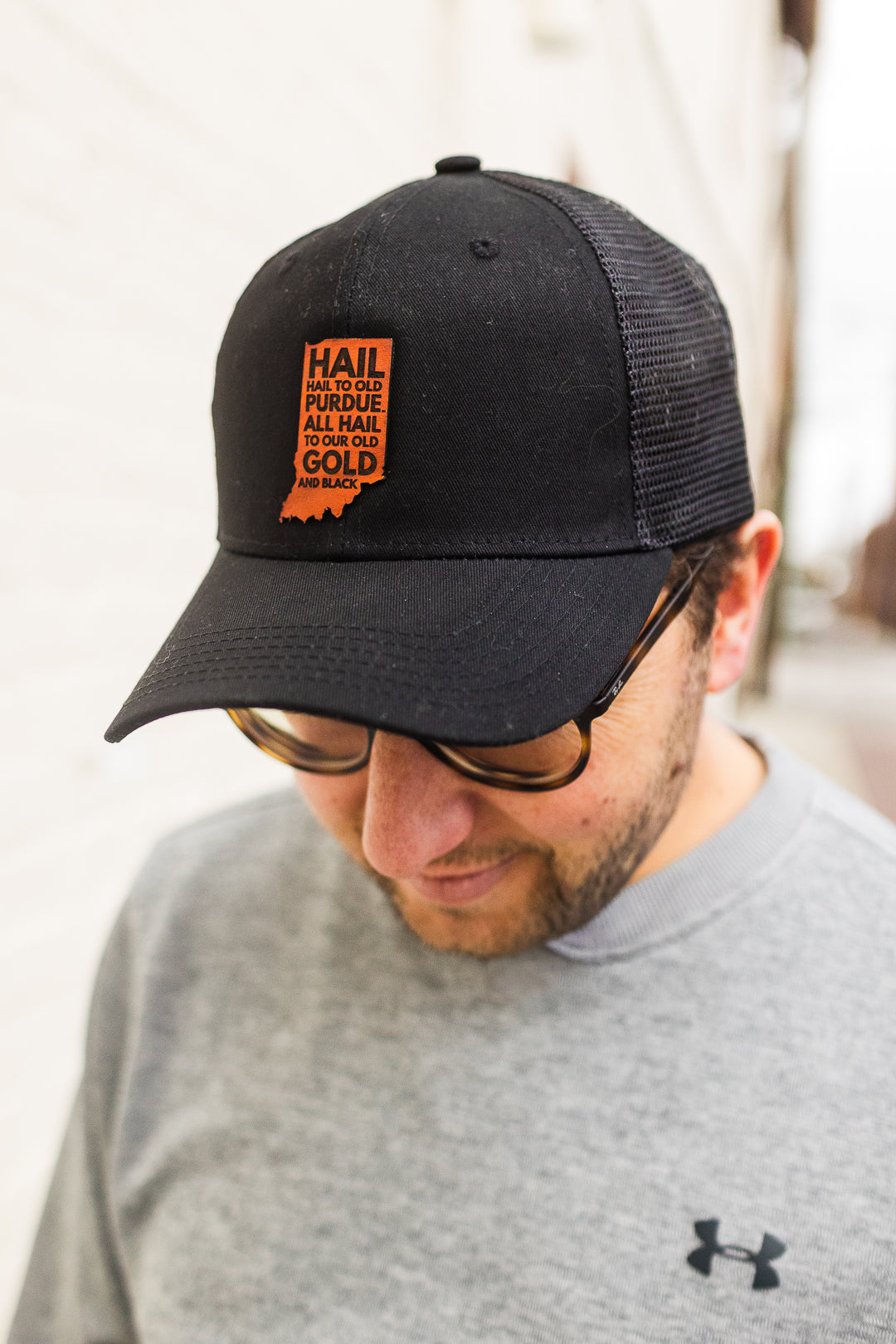 Purdue - Hail Purdue Indiana Leather Patch Hat