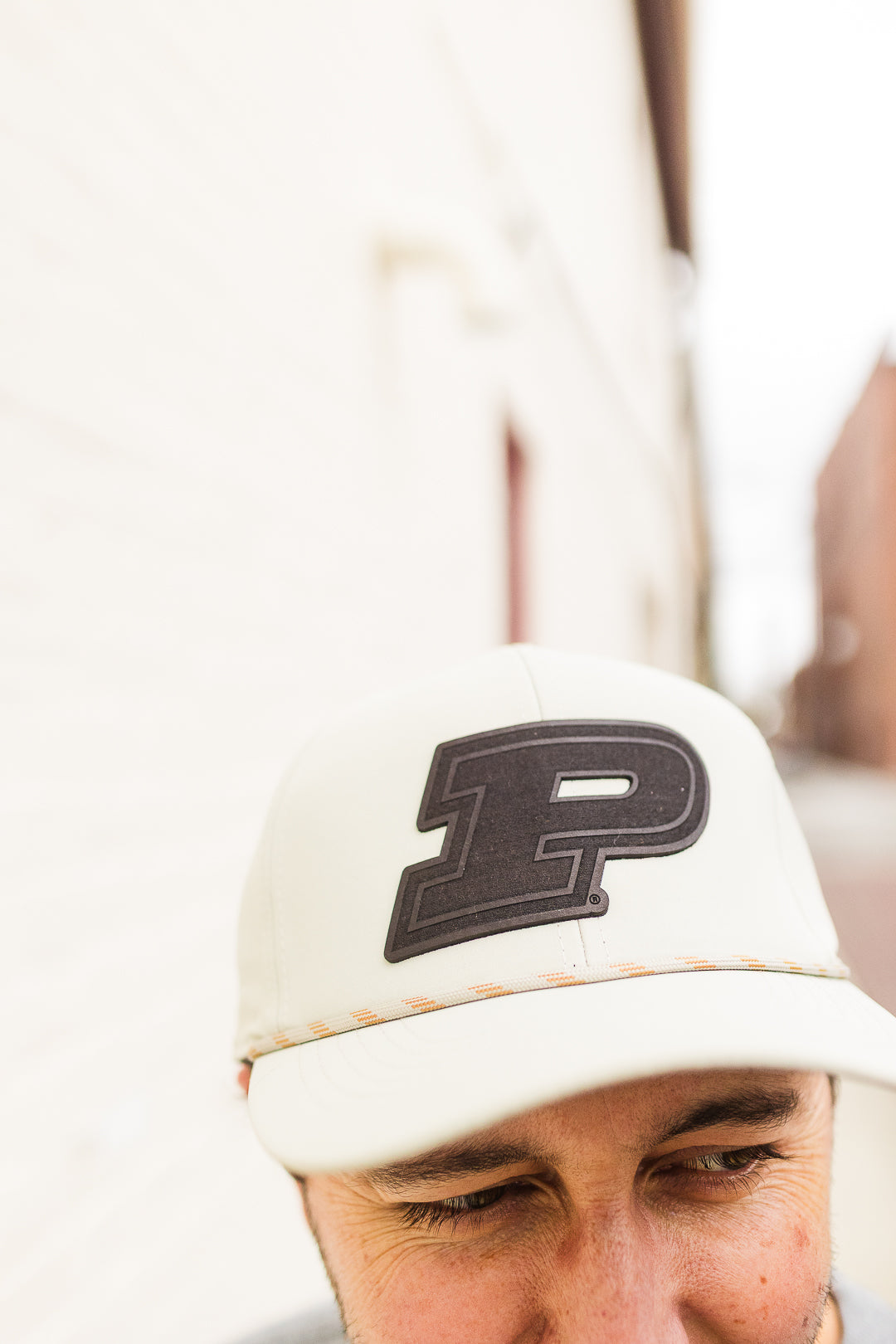 Purdue Motion P Leather Patch Hat - Putty