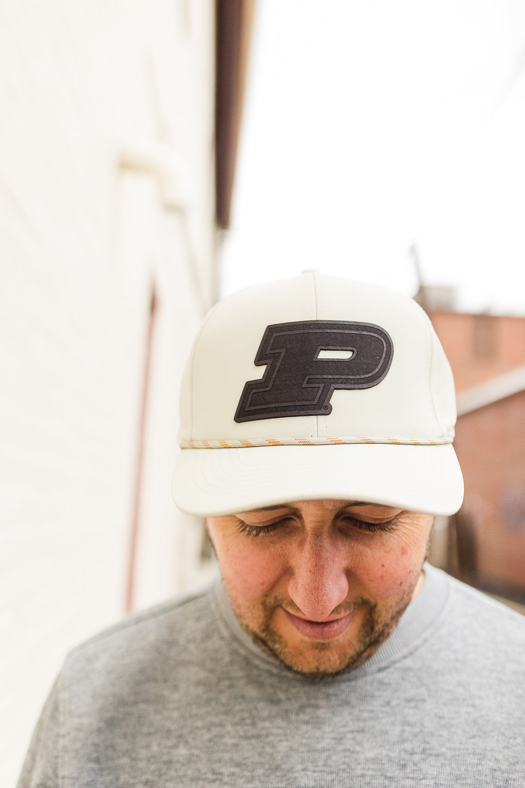 Purdue Motion P Leather Patch Hat - Putty