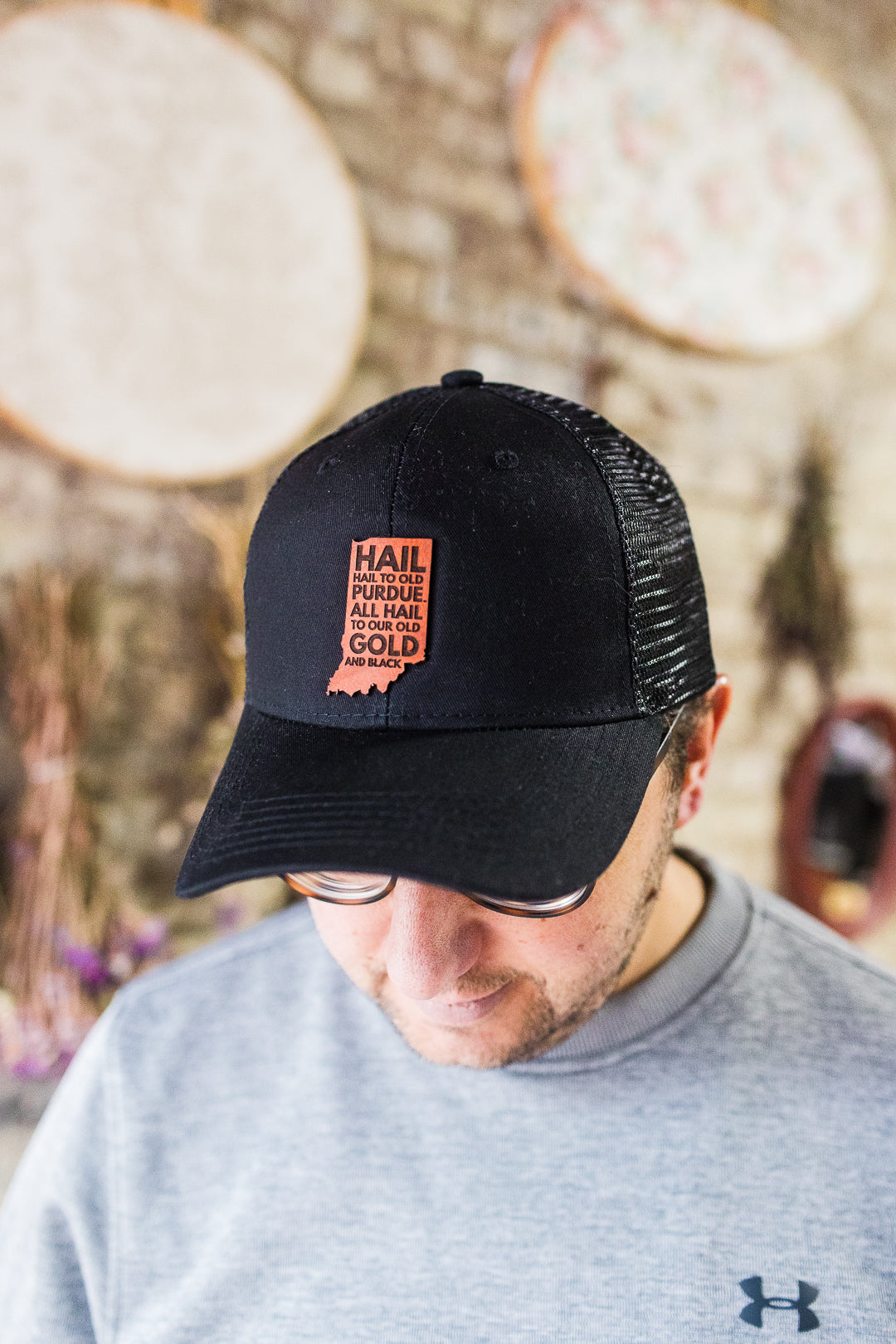 Purdue - Hail Purdue Indiana Leather Patch Hat