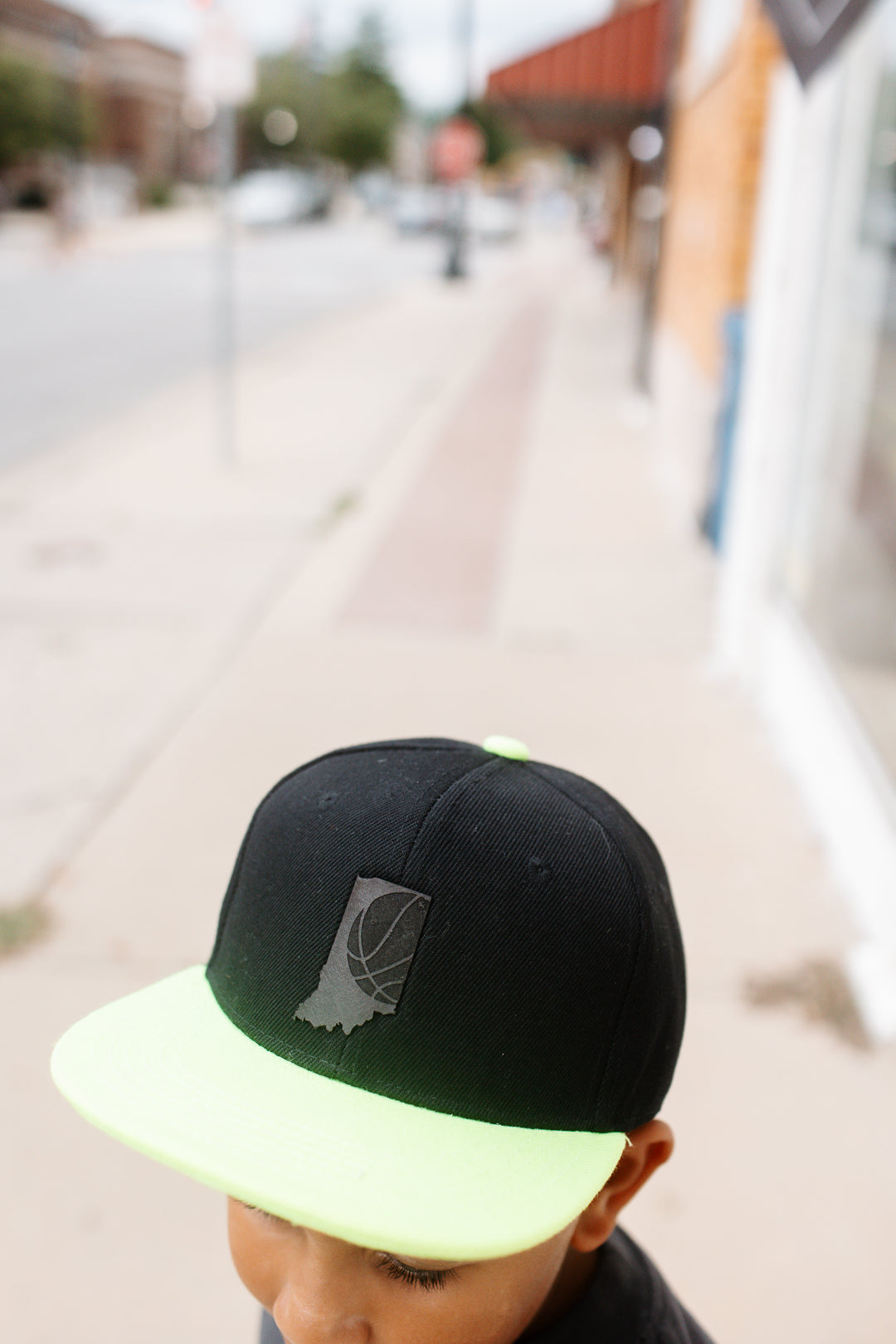 Indiana Basketball on Black & Neon Yellow Hat - Kids