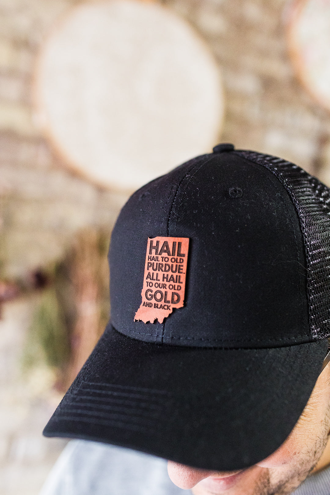 Purdue - Hail Purdue Indiana Leather Patch Hat