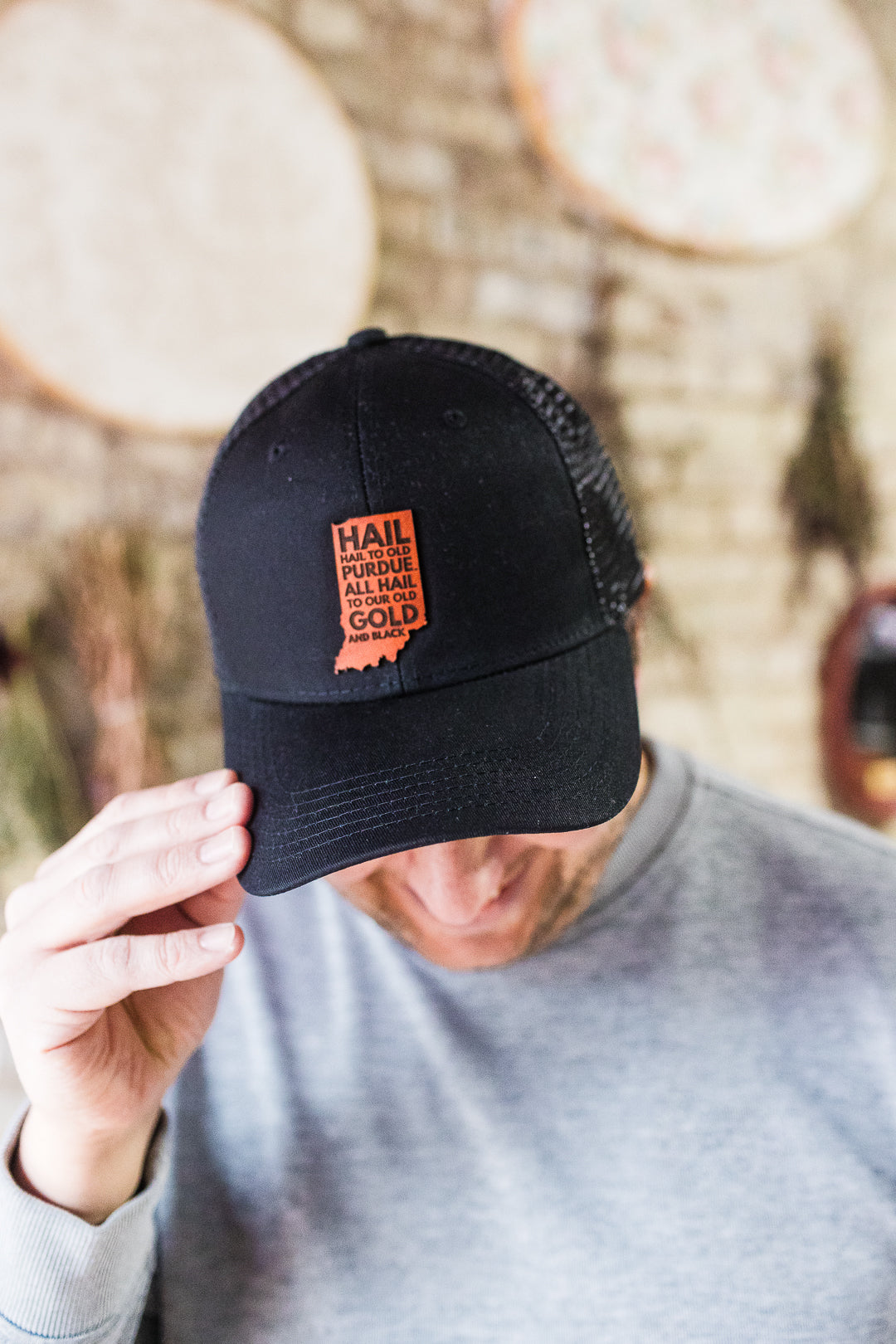 Purdue - Hail Purdue Indiana Leather Patch Hat