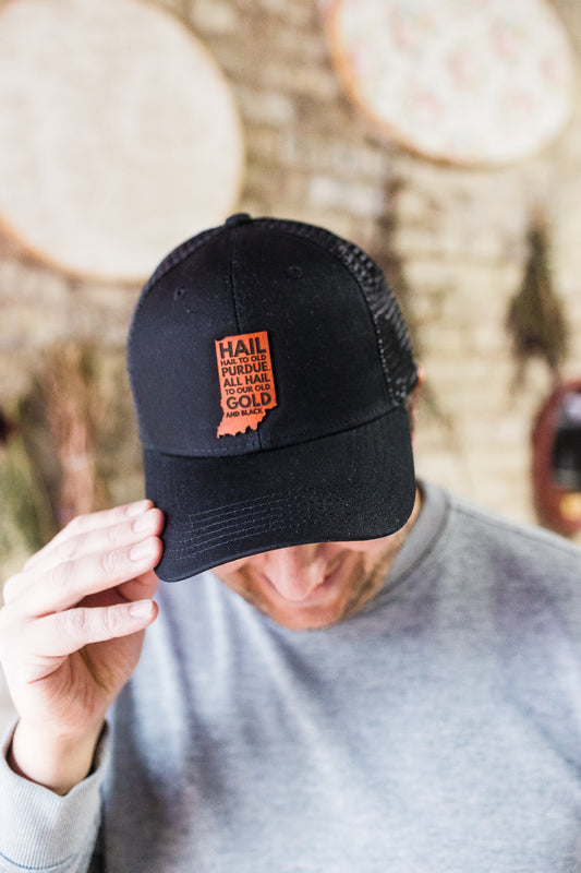 Purdue - Hail Purdue Indiana Leather Patch Hat