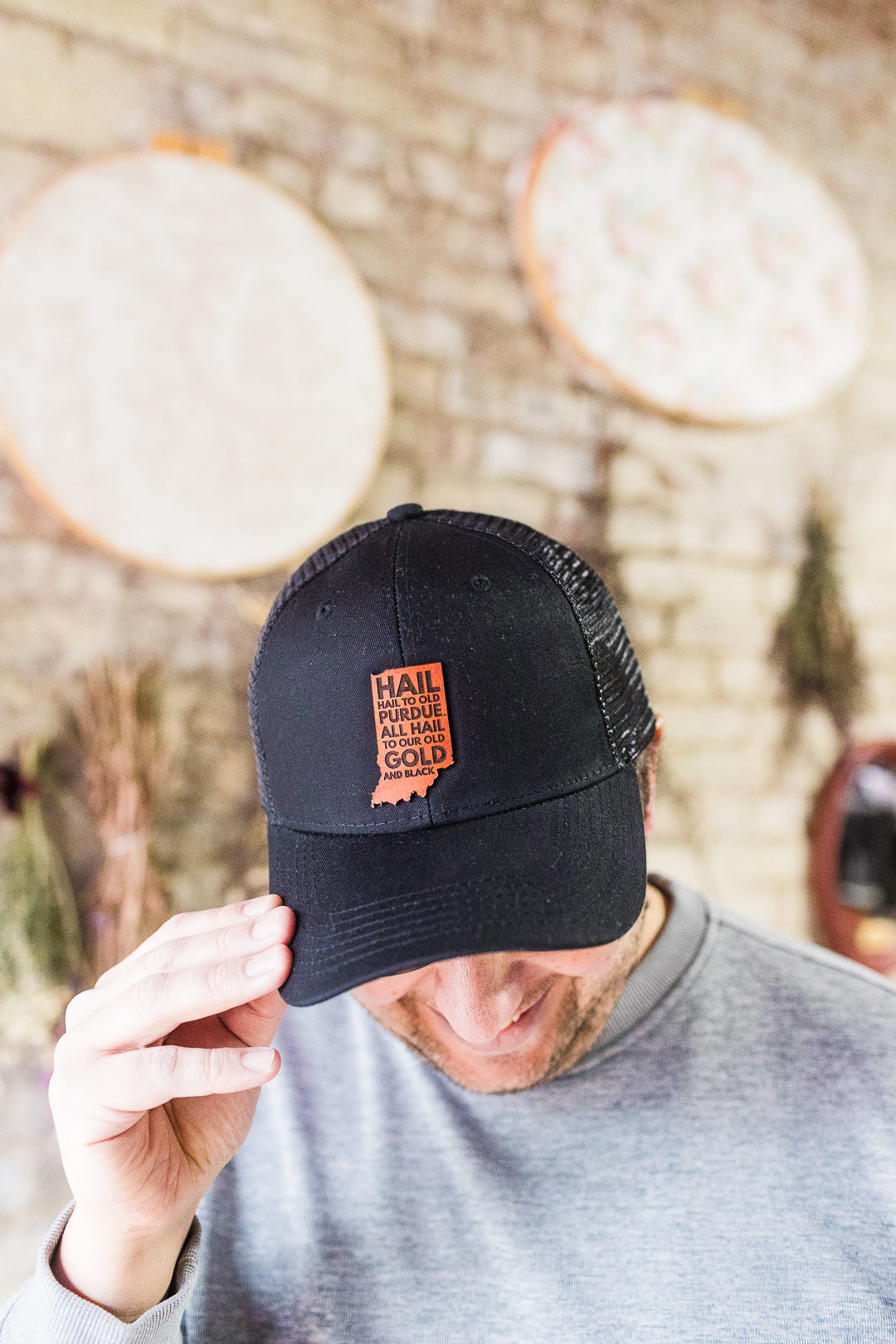 Purdue - Hail Purdue Indiana Leather Patch Hat