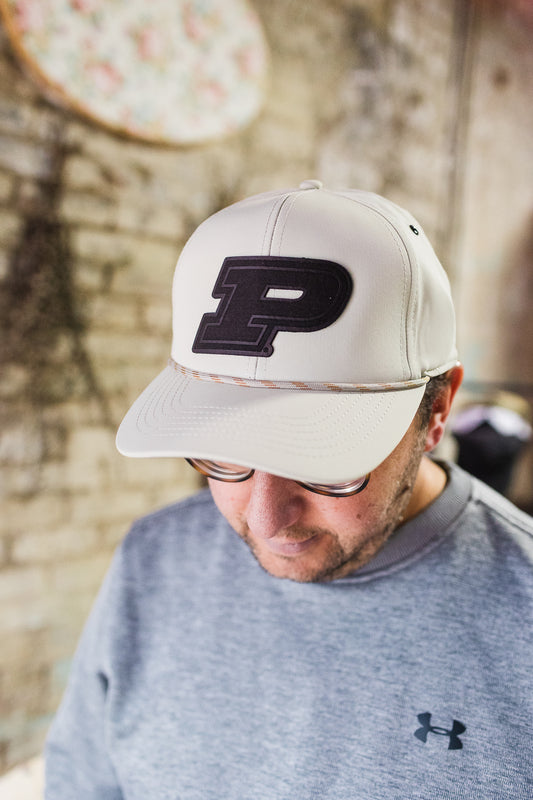 Purdue Motion P Leather Patch Hat - Putty