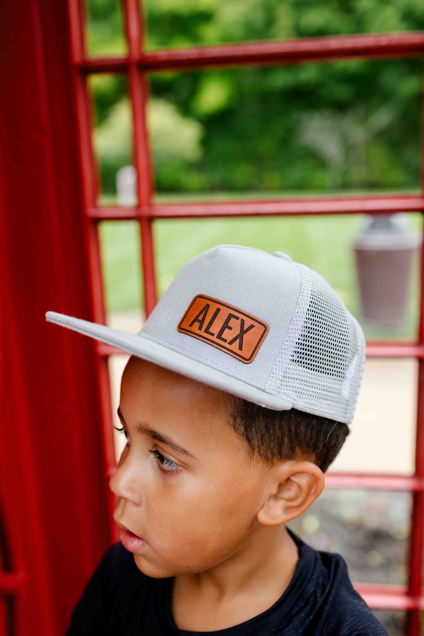 Kids Name Hat - Modern Font - Personalized Leather Patch