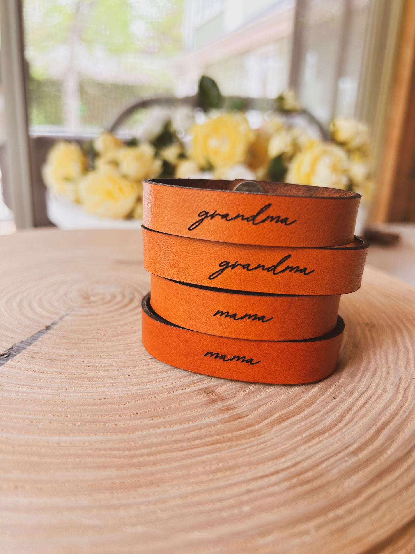 Mama Leather Cuff Bracelet