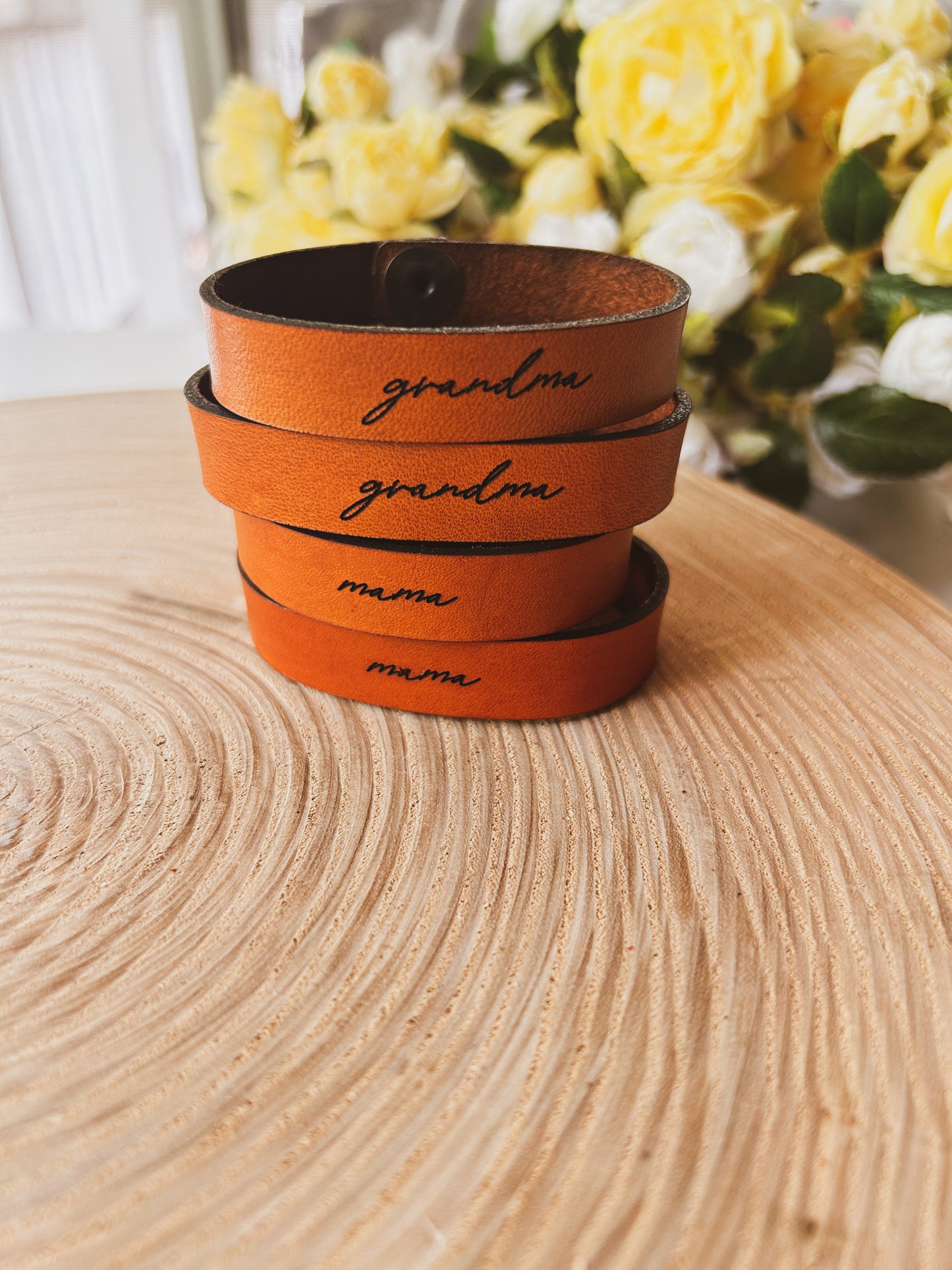 Mama Leather Cuff Bracelet