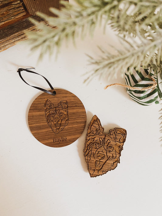 Walnut Pet Sketch Ornament and Magnet Combo Pack