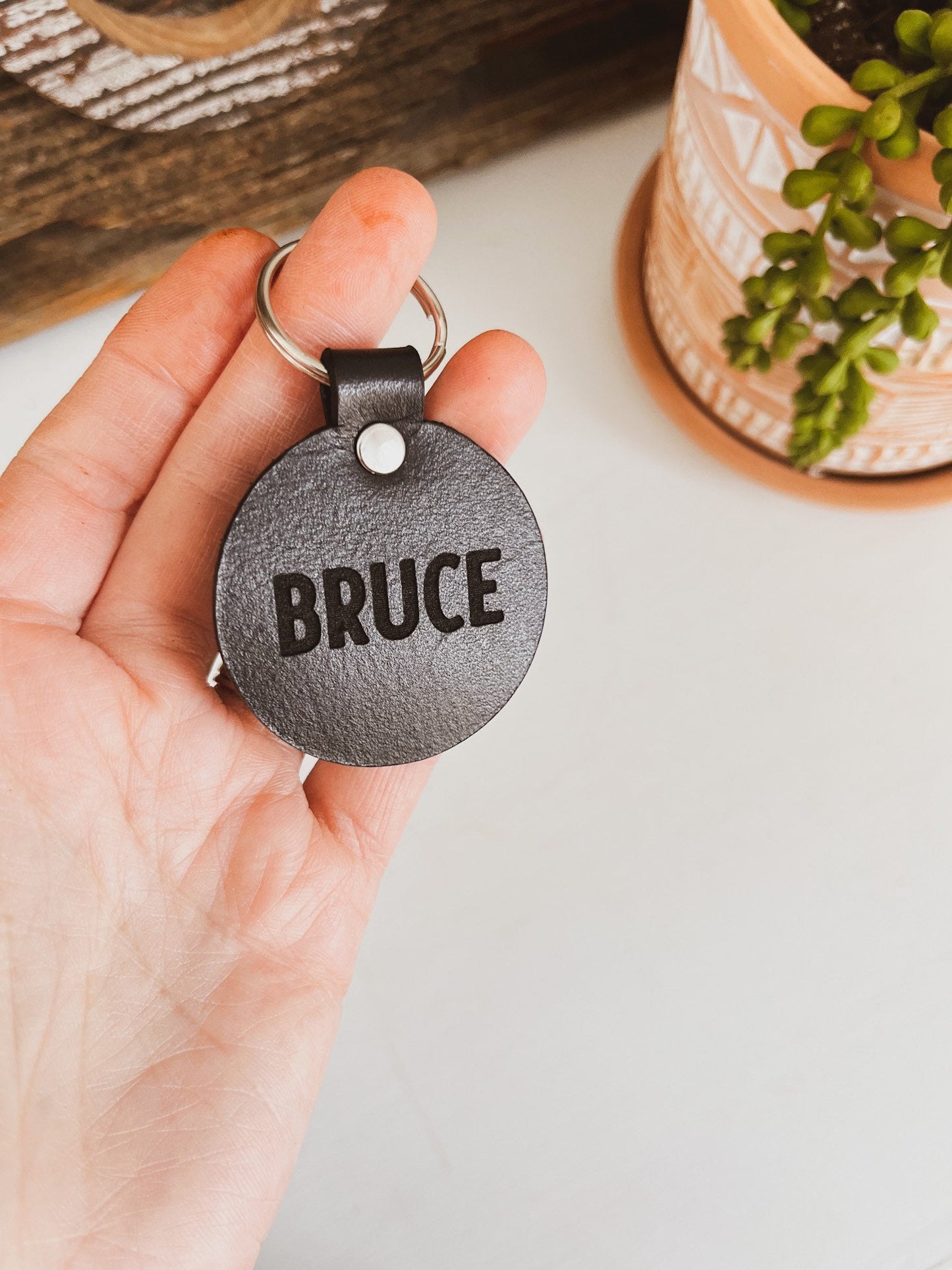 Large Leather Dog Tag - Two Sided