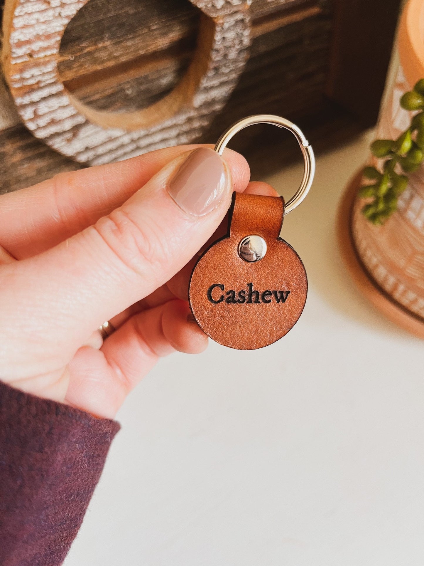 Small Leather Dog Tag - Two Sided